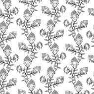 Black and white seamless pattern with flowers N5