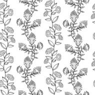 Black and white seamless pattern with flowers N6