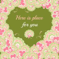 Vector Valentine&#039;s day lflowers heart greeting card