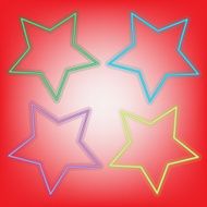 abstract bokeh colorful star on red background
