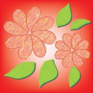 Abstract colorful flower on red background