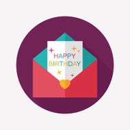 Happy birthday card flat icon with long shadow eps10 N52