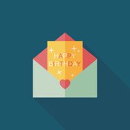 Happy birthday card flat icon with long shadow eps10 N53