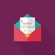 Happy birthday card flat icon with long shadow eps10 N54