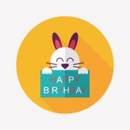 Happy birthday rabbit card flat icon with long shadow eps10 N24