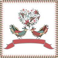 Beautiful greeting card with flowers and birds N6
