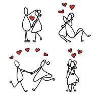 set of hand drawing cartoon character lovers wedding N2