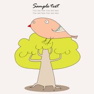 Vector bird and tree
