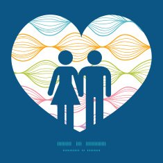 Vector colorful horizontal ogee couple in love silhouettes frame pattern