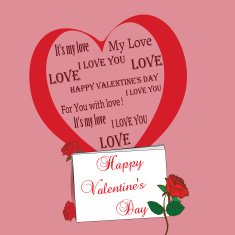 pink background with big heart and roses valentine N2
