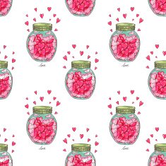 Seamless pattern design with jar full of love