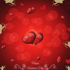 pink background with hearts and vintage elements Valentines Day