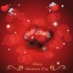 Festive red background with two hearts N2