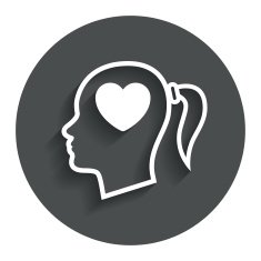Head with heart sign icon Female woman head