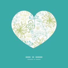 Vector mysterious green garden heart silhouette pattern frame