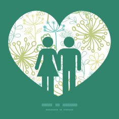 Vector mysterious green garden couple in love silhouettes frame pattern N2
