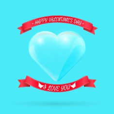 Valentine's day background with glass heart Vector illustration for