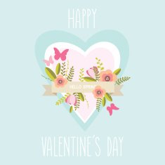 Valentine's Day Heart Floral Banner