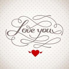 Love You vector card with cool lettering N8