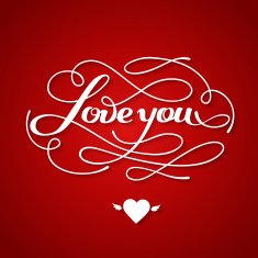 Love You vector card with cool lettering N9