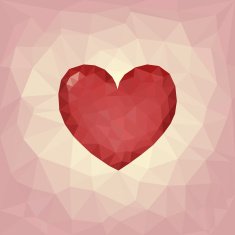 Polygon heart on triangle background