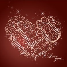 Vintage Card with floral heart I love you N2