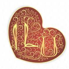 Vintage Card with floral heart I love you N5