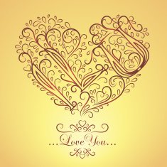 Vintage Card with floral heart I love you N9