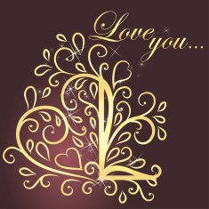 Vintage Card with floral heart I love you N11