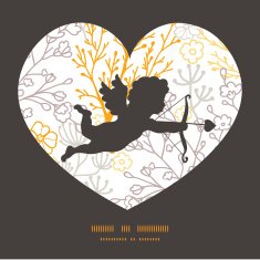 Vector magical floral shooting cupid silhouette frame pattern invitation greeting N2