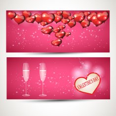 Flyers with glasses and a heart Vector set 3