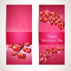 vertical Flyers with greetings for Valentines Day Vector N2