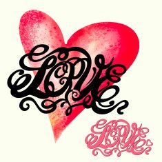 Heart symbol of love and Valentines day lettering N3