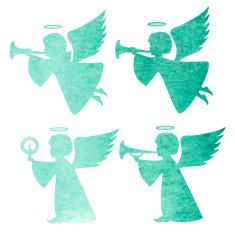 watercolor silhouette of an angel watercolor painting on white background N9