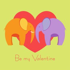 Two elephants in love valentine's day card