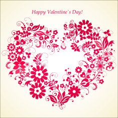 Valentines day card with floral heart