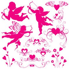 Set of silhouettes for Valentine's Day