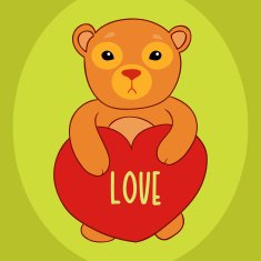 Little bear with a heart valentine's day card