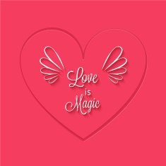 Love is magic phrase in heart frame