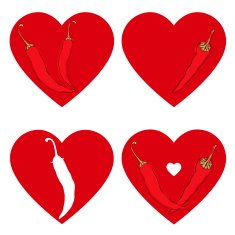 Chili pepper heart Passion and Love symbol