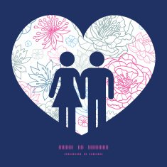 Vector gray and pink lineart florals couple in love silhouettes N2
