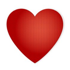 Valentine's knitted heart can be used as a greeting