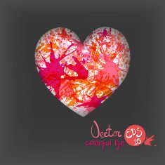 card for Valentine's Day 3D - effect multi-colored blots N3