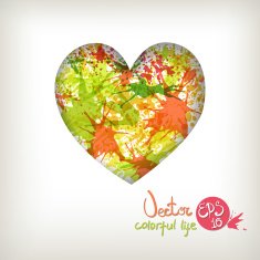 card for Valentine's Day 3D - effect multi-colored blots N4