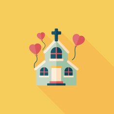 wedding church flat icon with long shadow eps10 N22