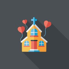 wedding church flat icon with long shadow eps10 N24
