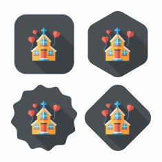 wedding church flat icon with long shadow eps10 N26