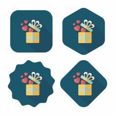Valentine's Day present flat icon with long shadow eps10 N67