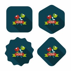 Valentine's Day flower flat icon with long shadow eps10 N54