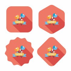 Valentine's Day flower flat icon with long shadow eps10 N55